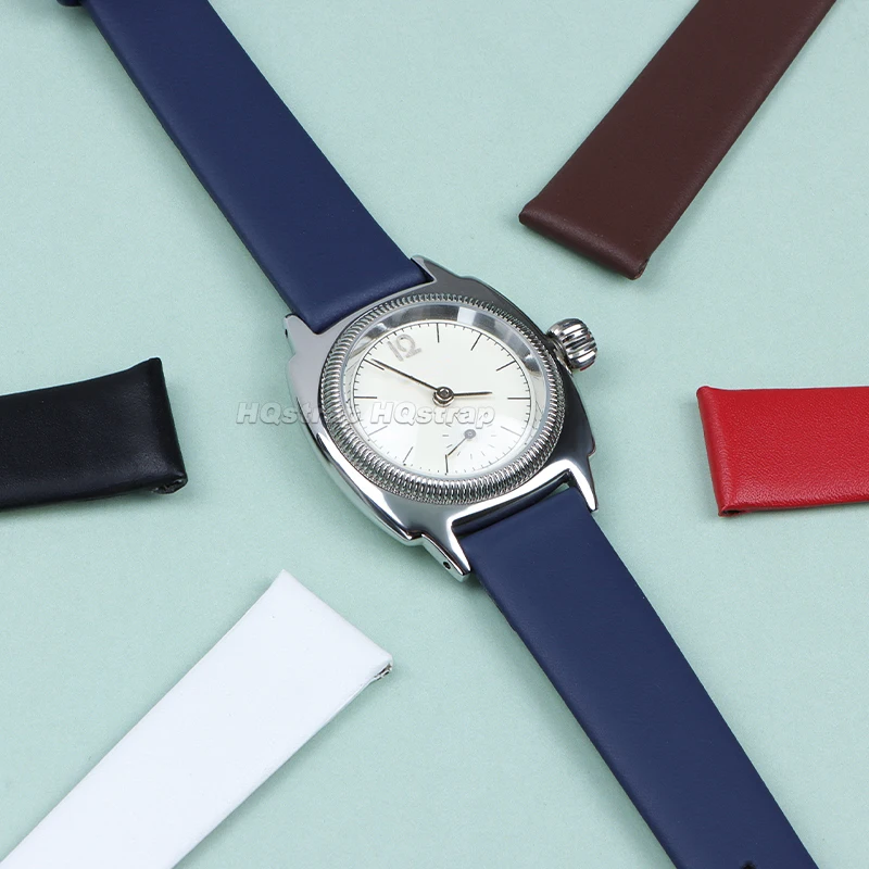 حقيقية رقيقة جدا حزام من الجلد 6 مللي متر 8 مللي متر 10 مللي متر 12 مللي متر 13 مللي متر 14 مللي متر 15 مللي متر 16 مللي متر 17 مللي متر حزام الساعات مقاوم للماء الرياضة سوار العالمي الفرقة