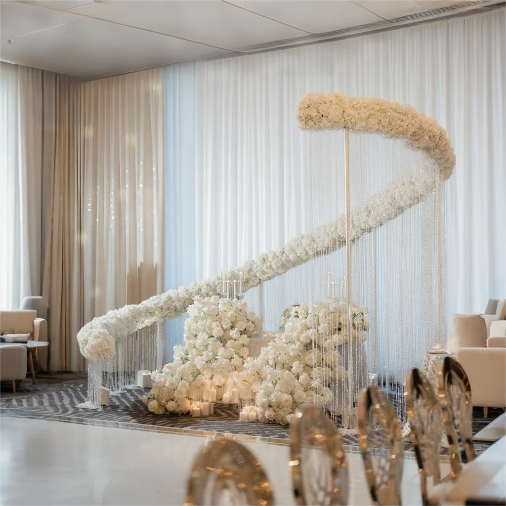 

Popular curved S-shaped wedding arches, metal background stand, for bridal party, anniversary, baby party decoration