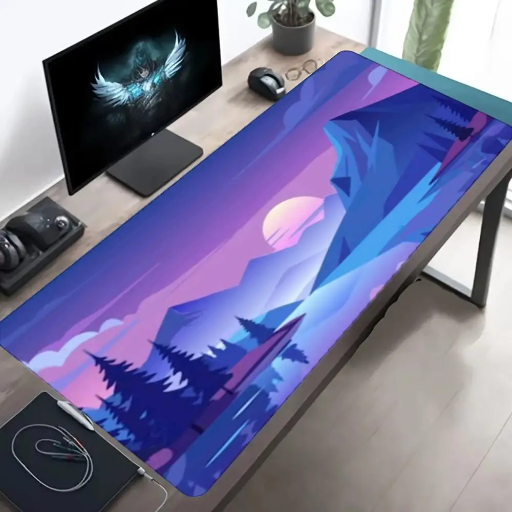Sunset Mountain Gradient Landscape Large Gaming Mouse Pad Non Slip Rubber Keyboard Desk Mat Colorful Scenery PC Desktop Mousepad
