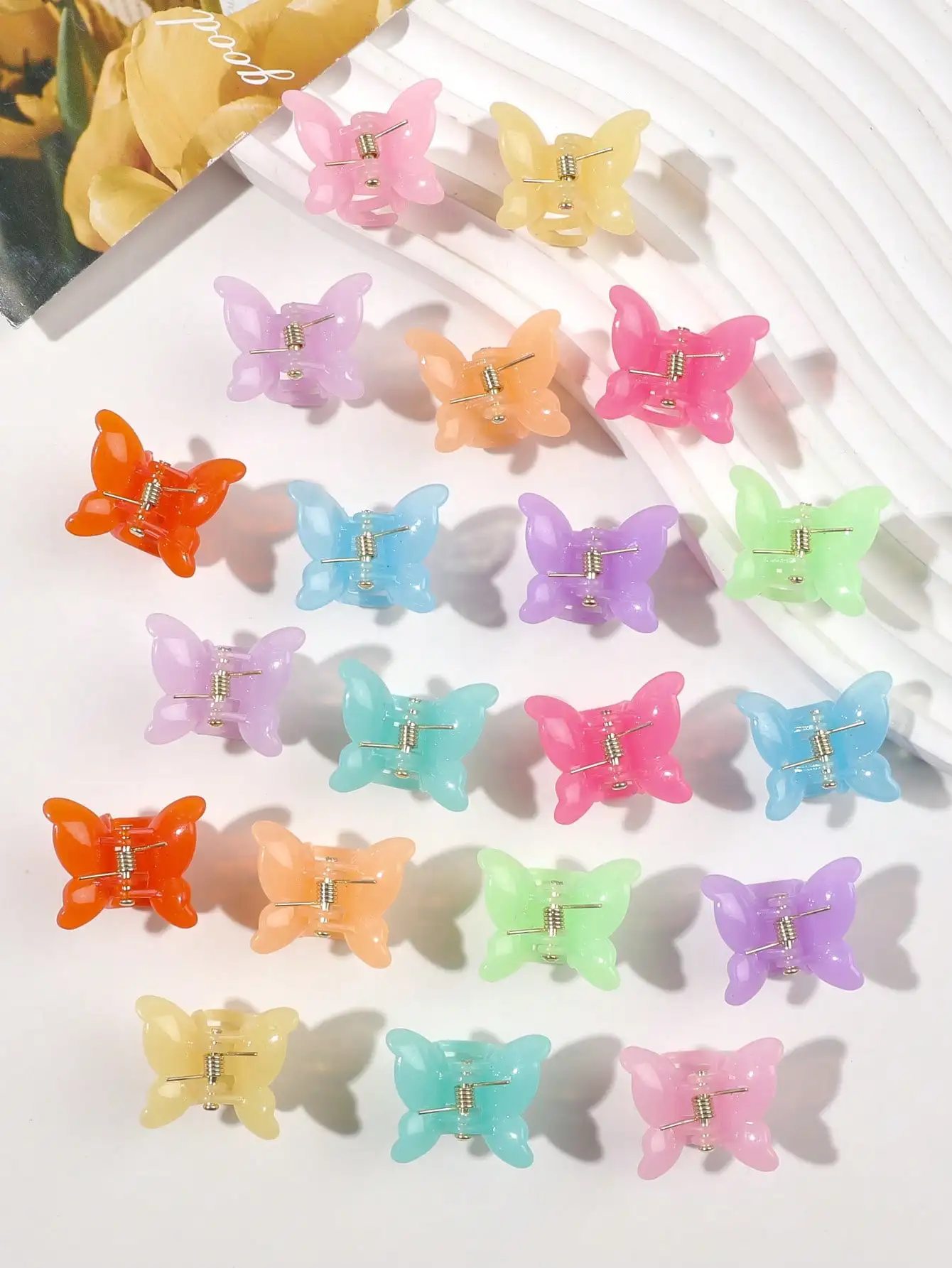 20 Packungen sortierte Haarspangen in Macaron-Farben mit Schmetterlingsmotiv, schöne Mini-Schmetterlings-Haarspangen, niedliche Sommer-Haaraccessoires für Frauen und Mädchen – Detail 9