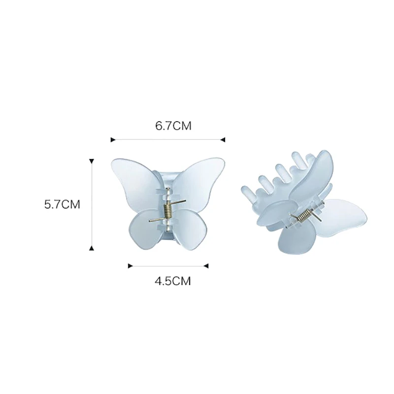 Cakar rambut kupu-kupu transparan untuk wanita gadis klip hiu putri manis jepit rambut buram warna-warni aksesori rambut serbaguna