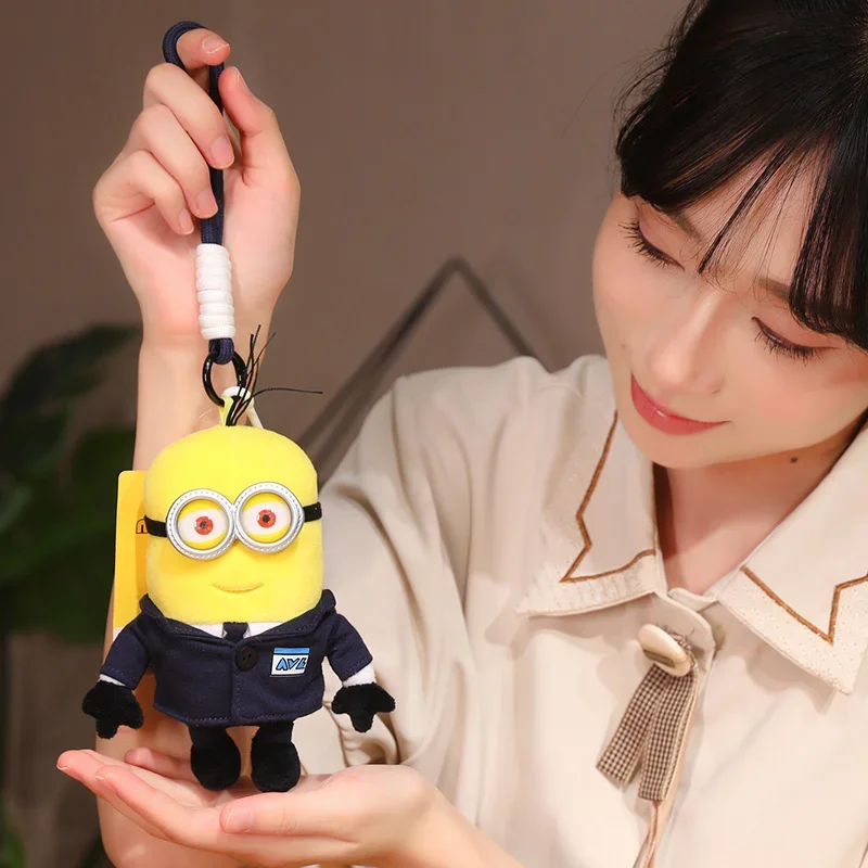 Original SPY Minion Plush Toy Black Suit Bob Kevin Dave Doll Lovely Bag Pendant Key Chain Plushies Cartoon Gifts High Quality