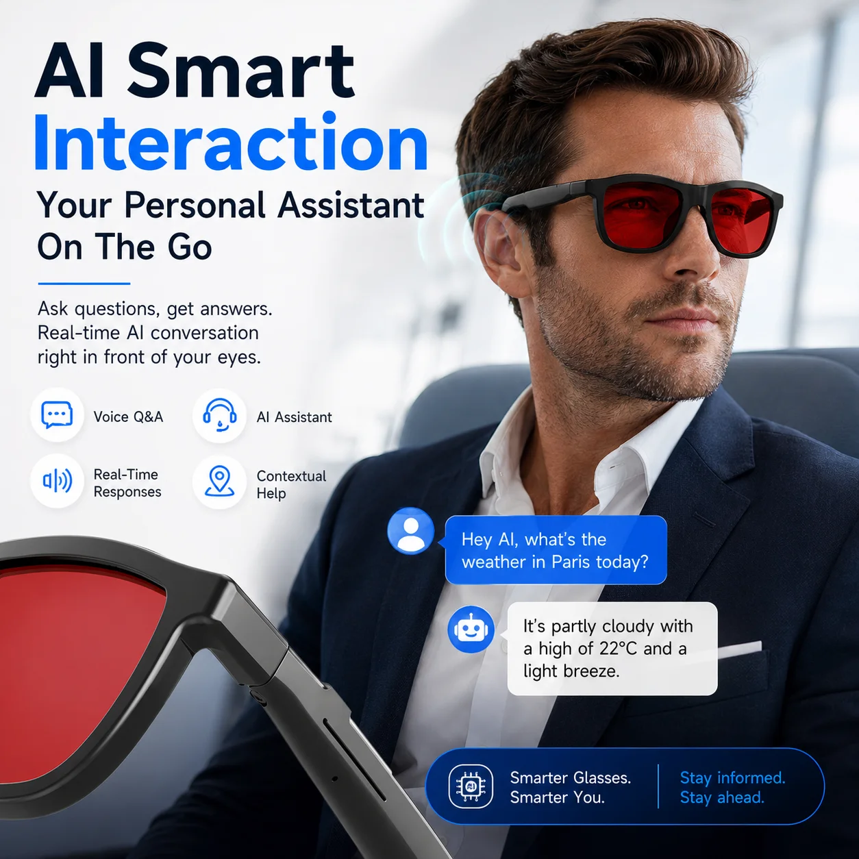 2026 Elite Smart Audio Glasses AI Translation Bluetooth ENC Dual Mic Touch Color-changing Lens IP65 Waterproof TR90 Lightweight view 4