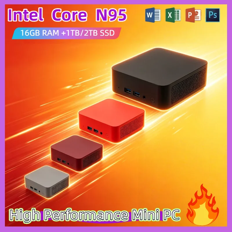 Mini Desktop Computer Intel N95 16GB DDR4 1TB 2TB M.2 NVMe SSD WiFi 6 BT5.2 Low Power PC Pro Max Ultra