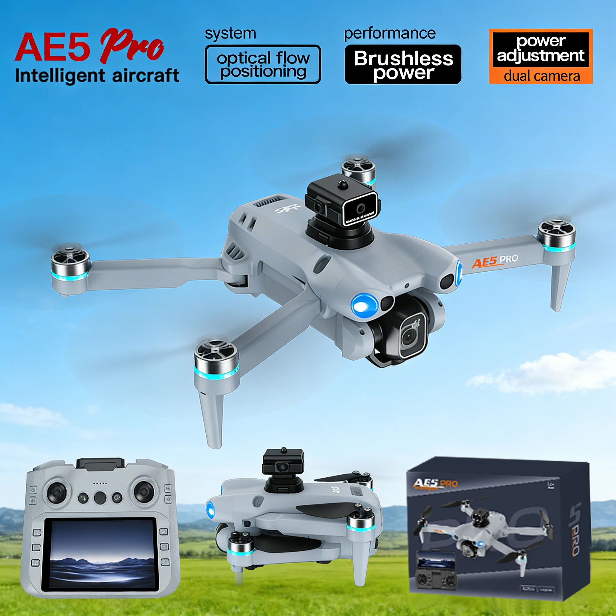 

2026 Горячий дрон AE5 Pro 8K HD 4,3 дюйма с дистанционным управлением, GPS-позиционирование, вертолет 360 ° Флип-квадрокоптер, игрушки, мини-дроны, детские игрушки, подарки