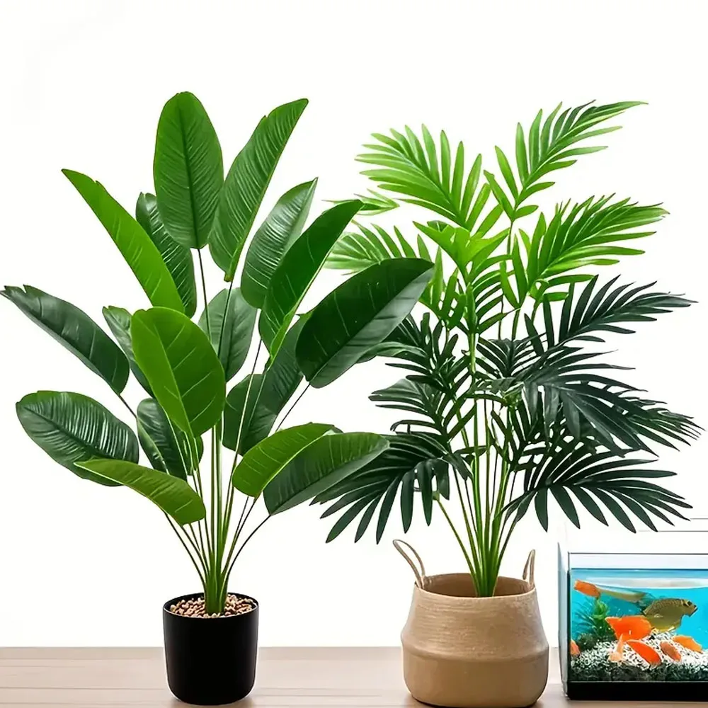 2 Stück 82 cm große Simulation künstlicher Palme und Bananenblätter Topfpflanzen für den Innenbereich, Grünpflanzen, Garten-Topfpflanze – Detail 4