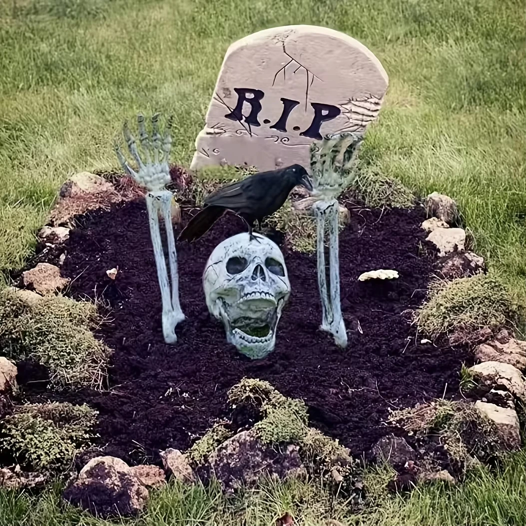 

Halloween Decorations Home Party Favors Outdoor Decor Skeleton Head Hands Halloween Goods Scary Props Prank Festivals Outside