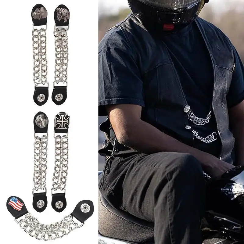 4pcs Motorcycle Vest Extenders 2nd Amendment Vest Extender With Chains Rider Biker Chainmail For Motorcycle Vest Jacket extender