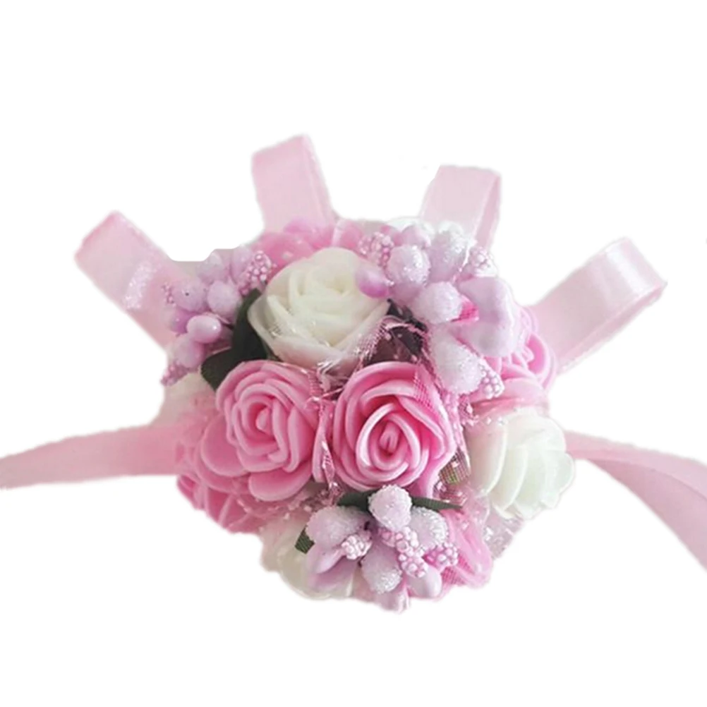 Bracciale da polso con fiore da sposa, braccialetto di perle, rosa, bianco, delicato fiore a mano per matrimonio, ballo di fine anno, ballo, picnic