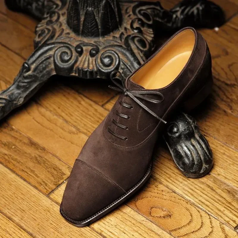 Neue Kaffee Flock Derby Schuhe für Männer Lace-up Atmungsaktive Casual Schuhe Größe 38-46 Handgemachtes Freies Shiping herren Schuhe Frühling Herbst