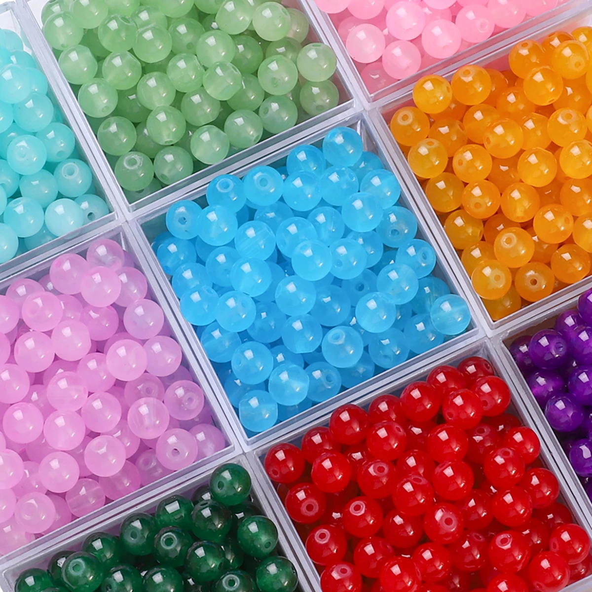 Ongeveer 200-500 Stuks Glas Jelly Effen Kleur Imitatie Jade Ronde Kralen Unieke Losse Kralen Handgemaakte DIY Maken Sieraden oorbellen Hals