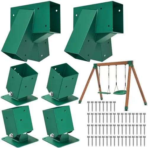 BeneLabel A-Fe Swing Set Brackets with 4pcs Swing Leveling Base Brackets Heavy Duty Swingset Hardware Kit DIY Swingset
