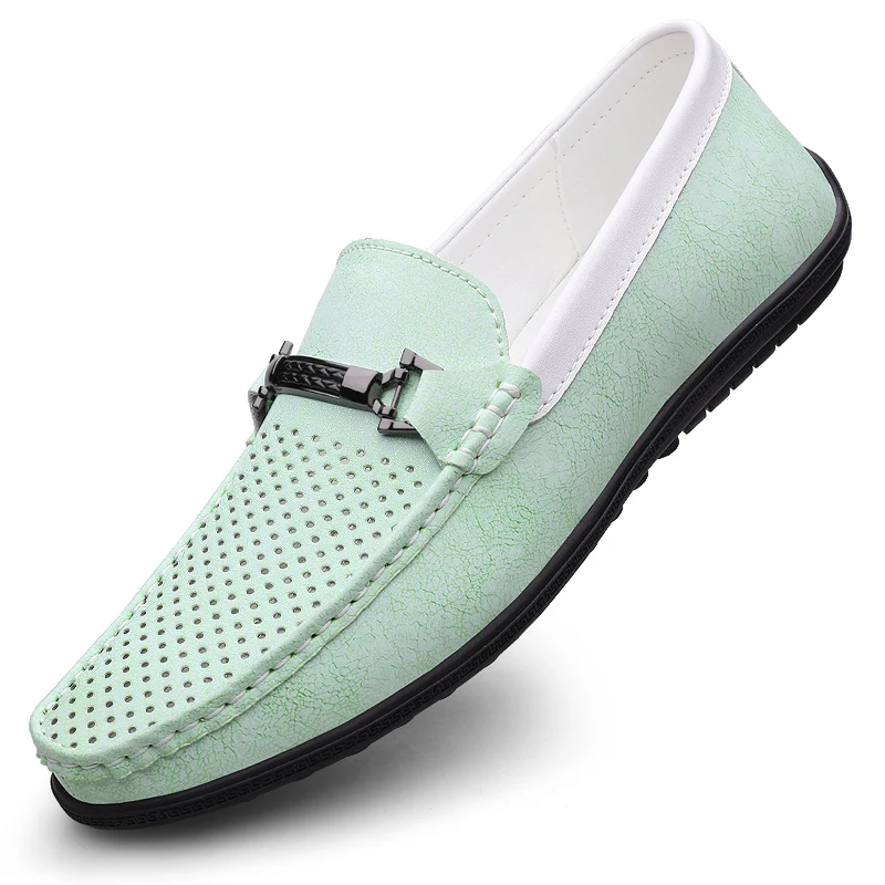 

Elegantes Men Genuine Leather Loafers Non Slip Walking Shoes Breathable Outdoor Slip on Flats Casual Shoes Man Driving