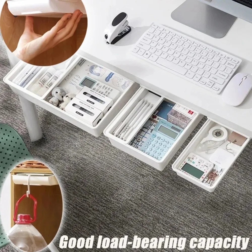 Hidden Storage Box, Desk Storage Drawer, Self-Adhesive Plastic desktop Storage Rack, Simple Sundries Storage Box