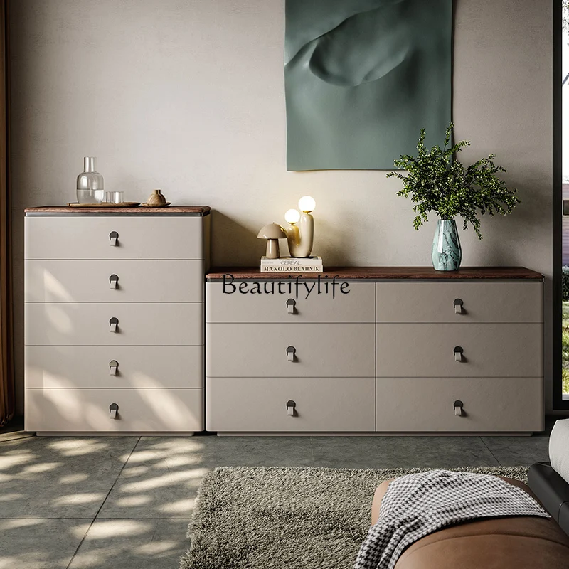 

Italian minimalist jewelry cabinet, modern minimalist bed end solid wood storage, high-end light luxury six-chest cabinet