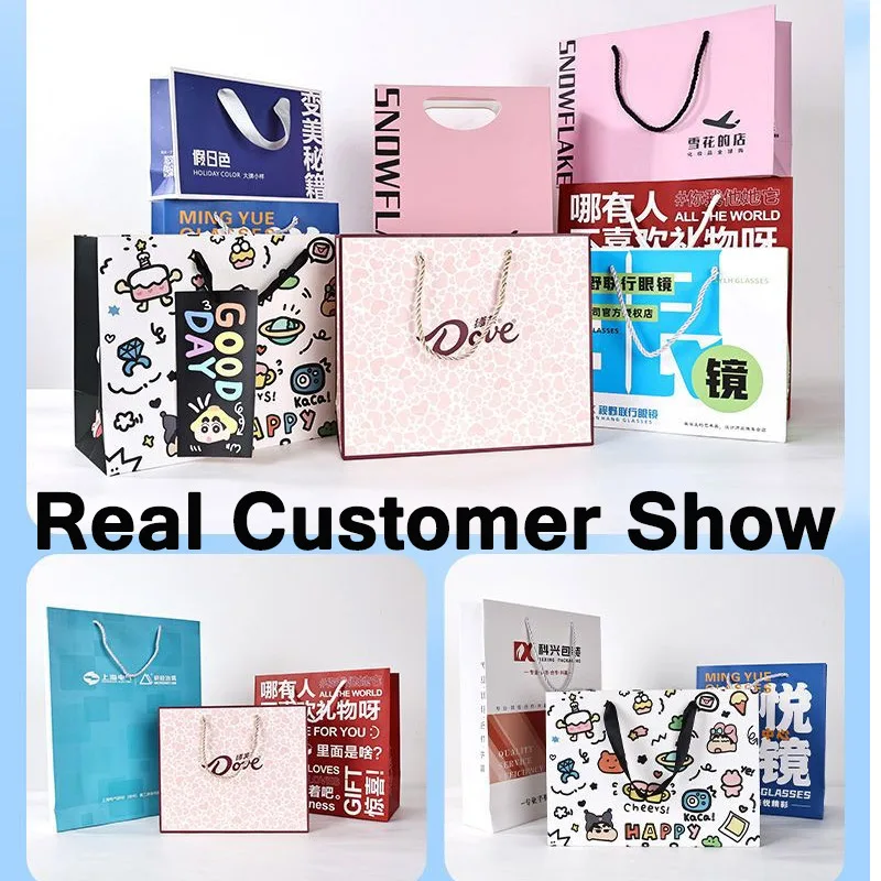 10-50 قطعة حقائب للهدايا قابلة لإعادة الاستخدام أكياس الحفلات الورقية مع مقابض طباعة شعارك لصالح أكياس لعيد الميلاد شعار تخصيص أكياس البوتيك