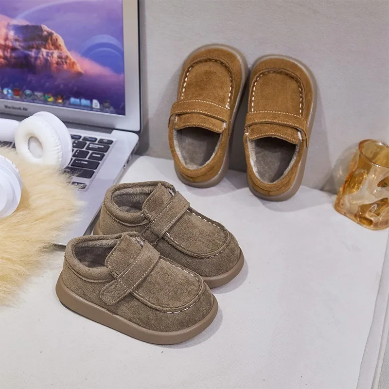 

2025 New Children Flat Shoes Spring Autumn Leisure Suede Non-slip Kids Shoes Solid Color Classic Comfortable Light Shoes