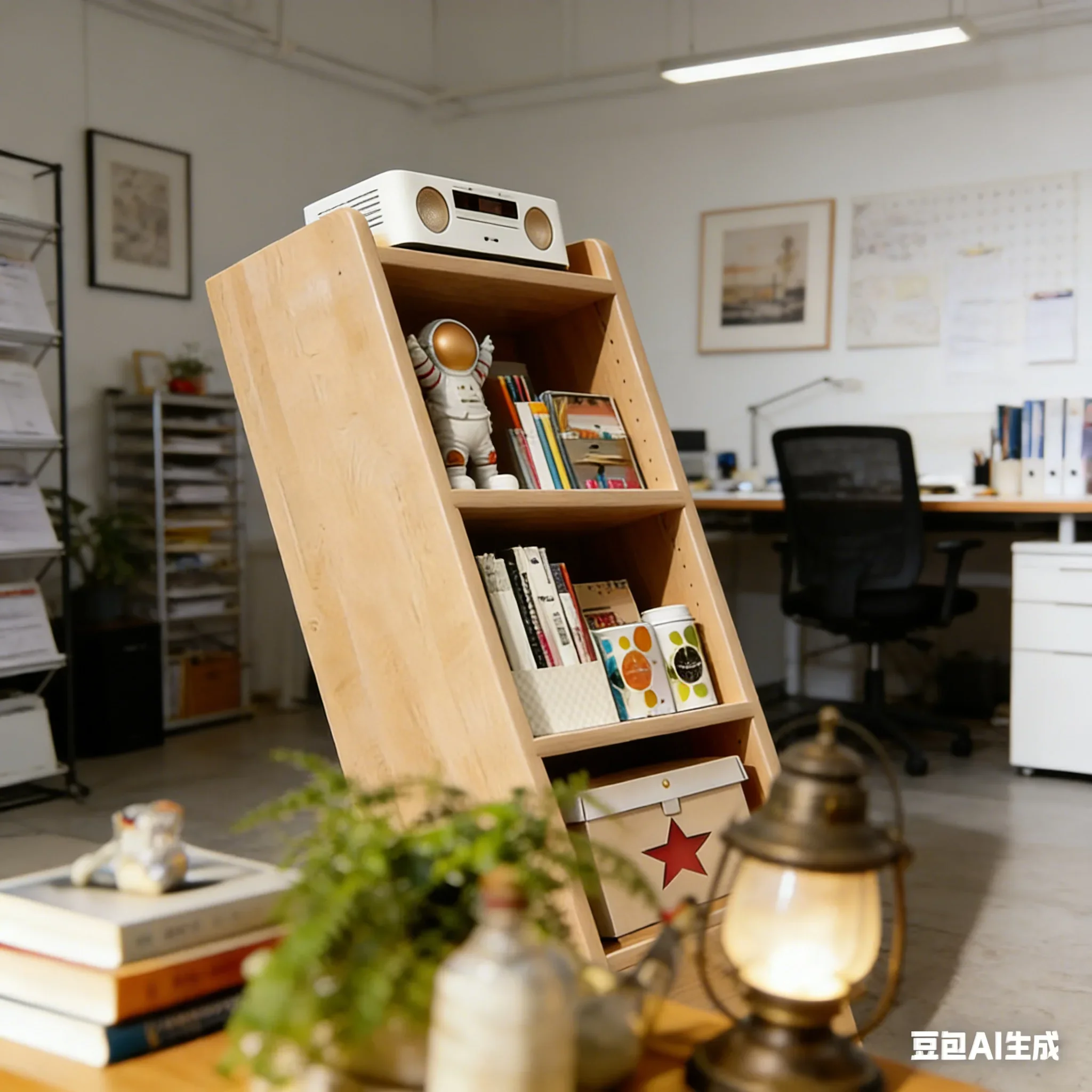 AOLIVIYA Modern Light Minimalist Solid Wood Bookshelf with Doors, Integrated Wall Mounted Storage Rack Floor Standing High Narro