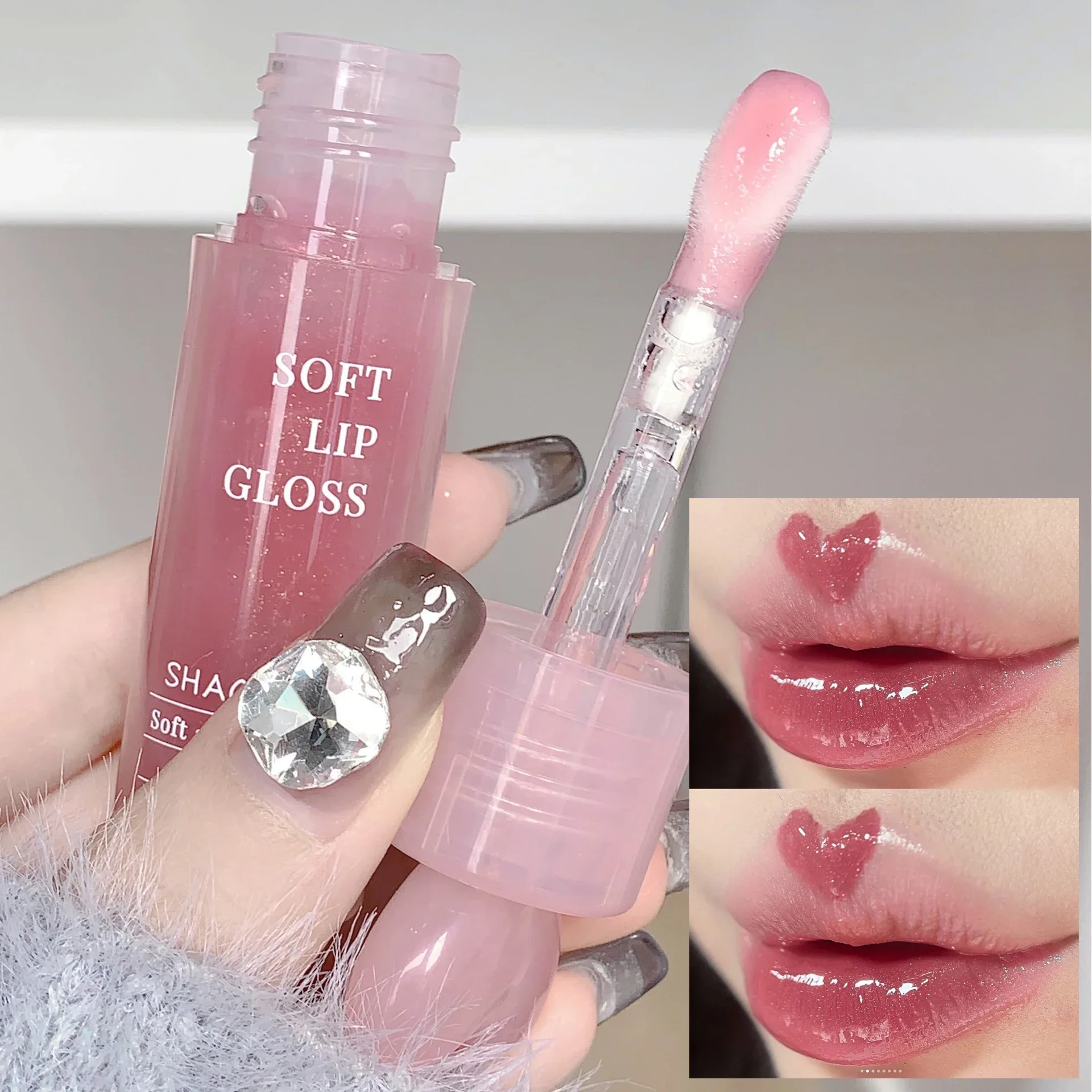 Perle Diamant Feuchtigkeit creme Lip gloss Lip Glasur transparentes Glas Lippen öl wasserdicht dauerhaft glänzend Glitter flüssigen Lippenstift Kosmetik