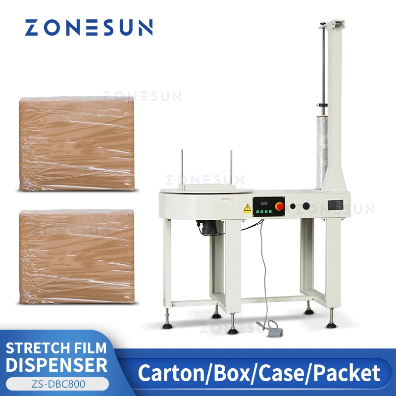 ZONESUN ZS-DBC800 Automatic Stretch Film Dispenser Turntable Carton Box Pallet Wrapping Machine Bundler Warehousing