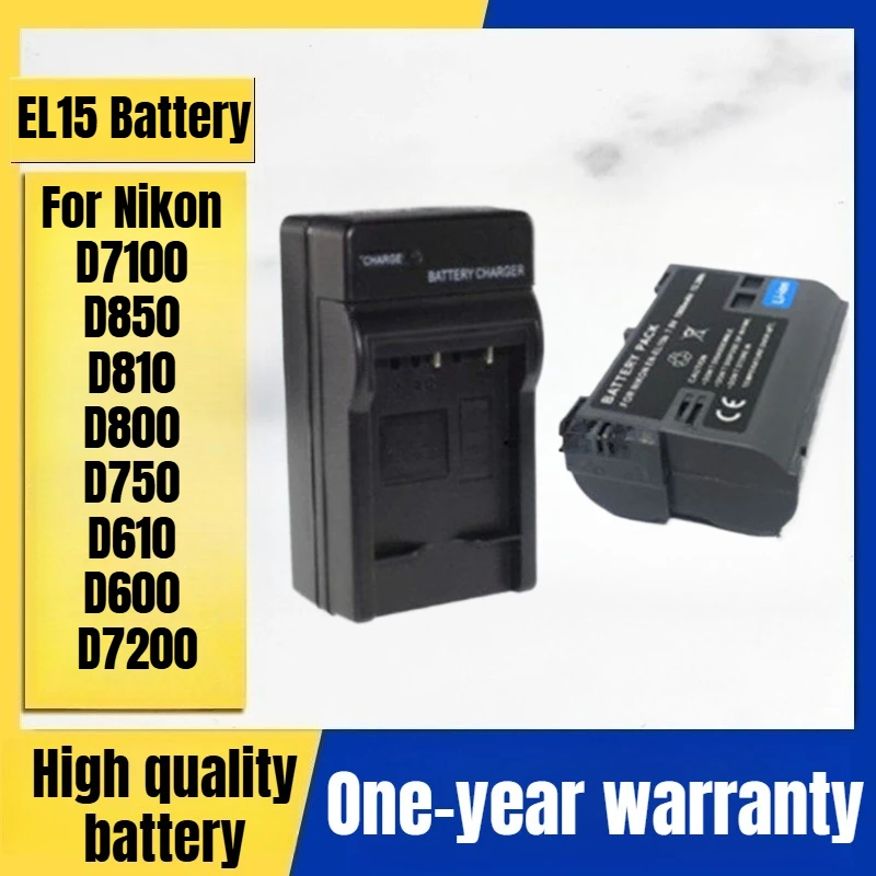 

EL15 Camera Battery, Charger for Nikon D7100 D850 D810 D800 D750 D610 D600 D7200 Digital Camera 7.0V 1900mAh