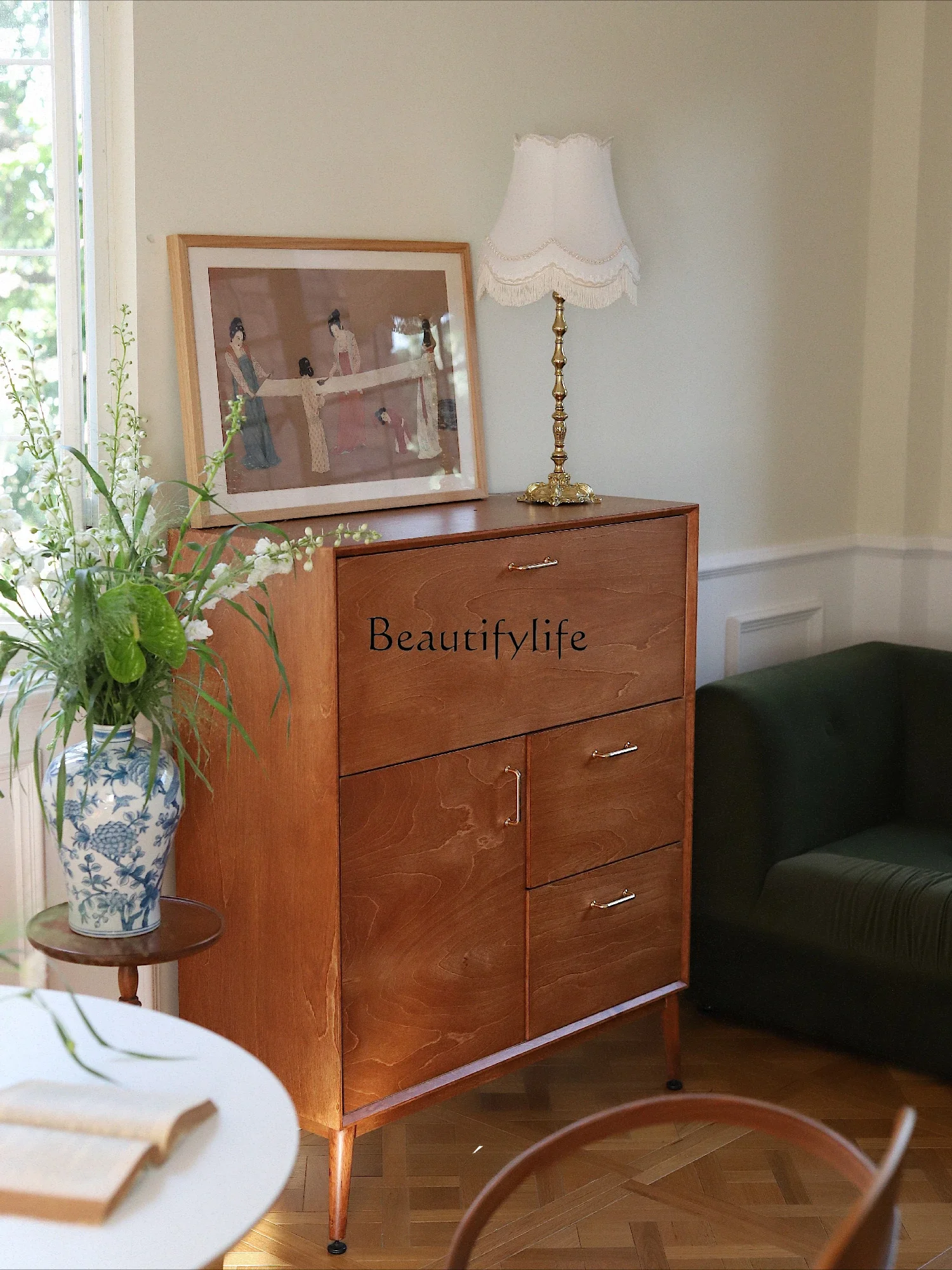 French Vintage Bedroom Storage Locker Storage Deepened Drawer Cabinet