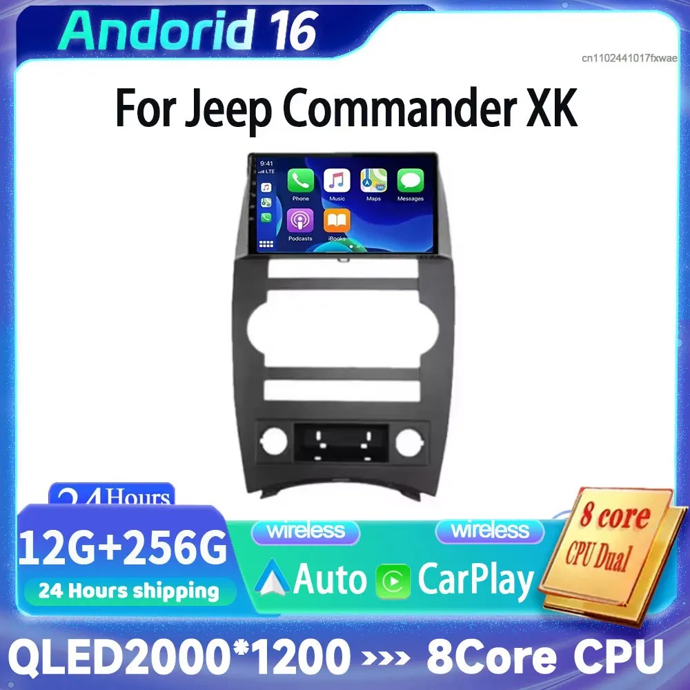 Android 16 Car Radio Multimedia Player For Jeep Commander XK 2007 Auto Carplay Car Stereo DSP wifi+4G