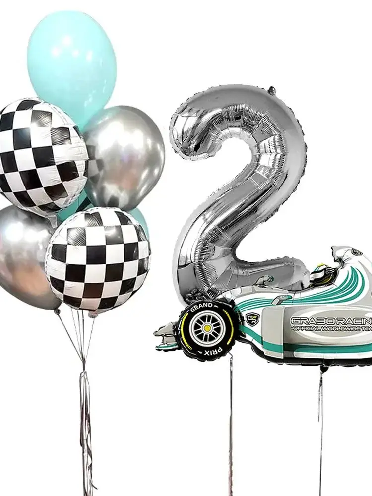 Ballons en aluminium pour voiture de course, 9 pièces, 32 pouces, ballons à hélium, pneus ronds, décorations de fête d'anniversaire, réception-cadeau pour bébé pour enfant