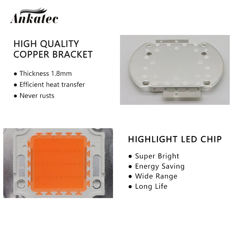 10W 20W 30W 50W 100W high power diode LED chip plant growth lamp 380NM-840NM LED COB chip for indoor and outdoor plant lighting