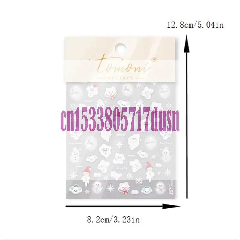 {MX329} 5D relieve lindo muñeco de nieve derretido pegatinas de decoración de uñas de Navidad arco femenino copo de nieve blanco pegatinas de decoración de uñas