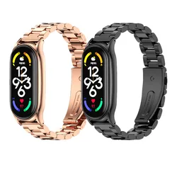 金属鋼ストラップxiaomi miバンド6 5 4 3ネジなしステンレス鋼リストバンド用miband 6 5 3 4交換ブレスレット