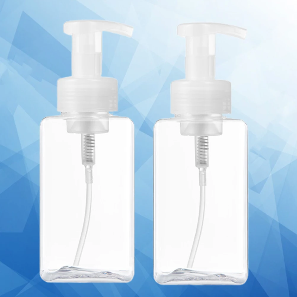 

2pcs Foaming Bottle 650Ml Transparent Press Pump Bottle Liquid Soap Dispenser Refillable Non-Metal Portable