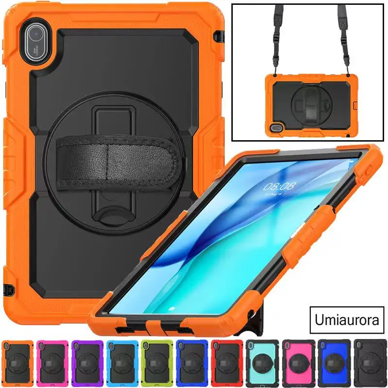 

For Huawe MatePad SE 11 inch AGS6-W09 AGS6-W00/W10 Full Body Shockproof Silicon PC Tablet Case Stand Shoulder Strap Rugged Cover
