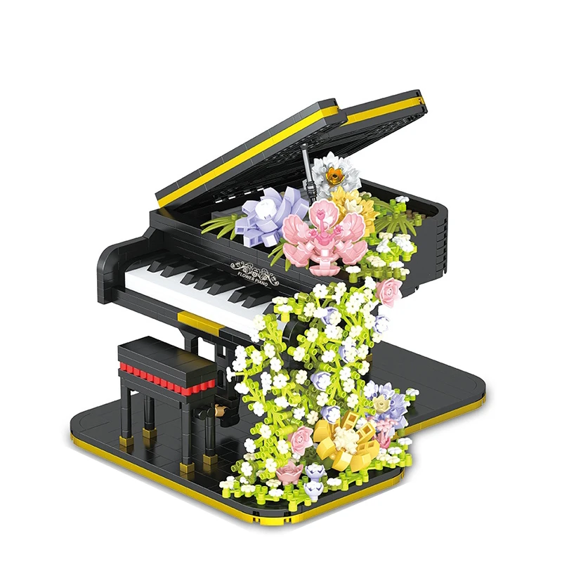 

Мини-пианино, модель цветов, микро строительные блоки, наборы, водопад, букет цветов, декор, сделай сам, сборка, игрушки, подарки для детей