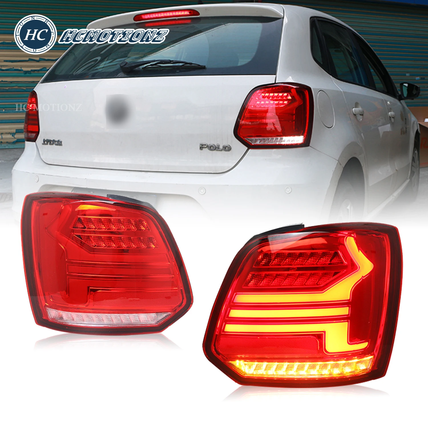 

HCmotion LED Tail Lights Assembly for VW Vento Ameo Polo MK5 2010-2018 DRL Sedan Rear Back Lamps Accessories for Volkswagen