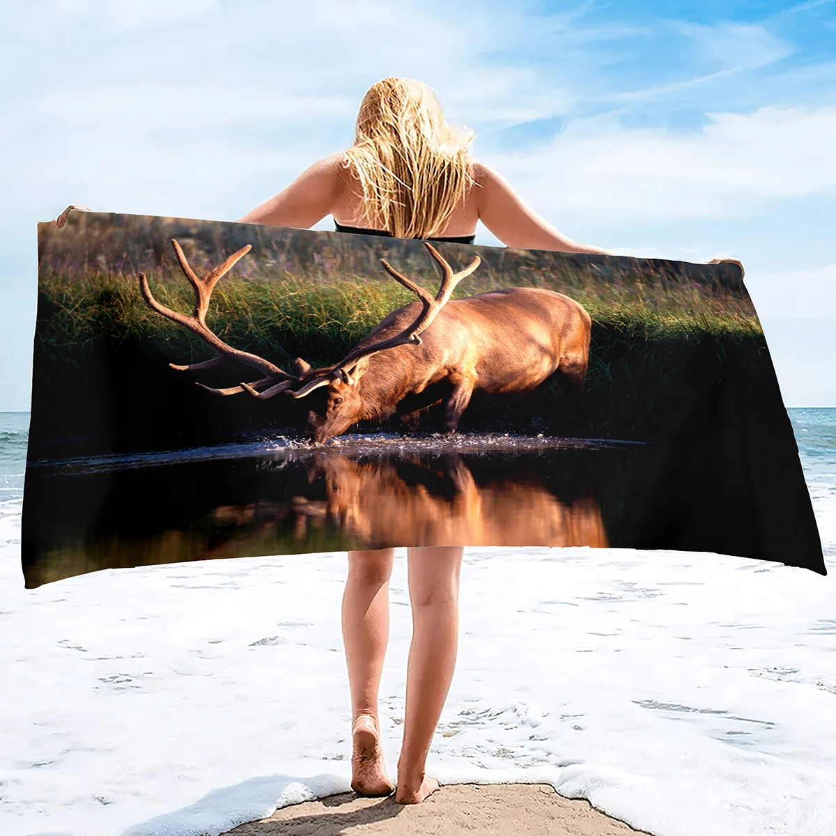 Elk Beach Towels Oversized Sand Free Quick Dry Bath Towel Big Bath Towels Deer Travel Accessories Gifts Large Pool Towels