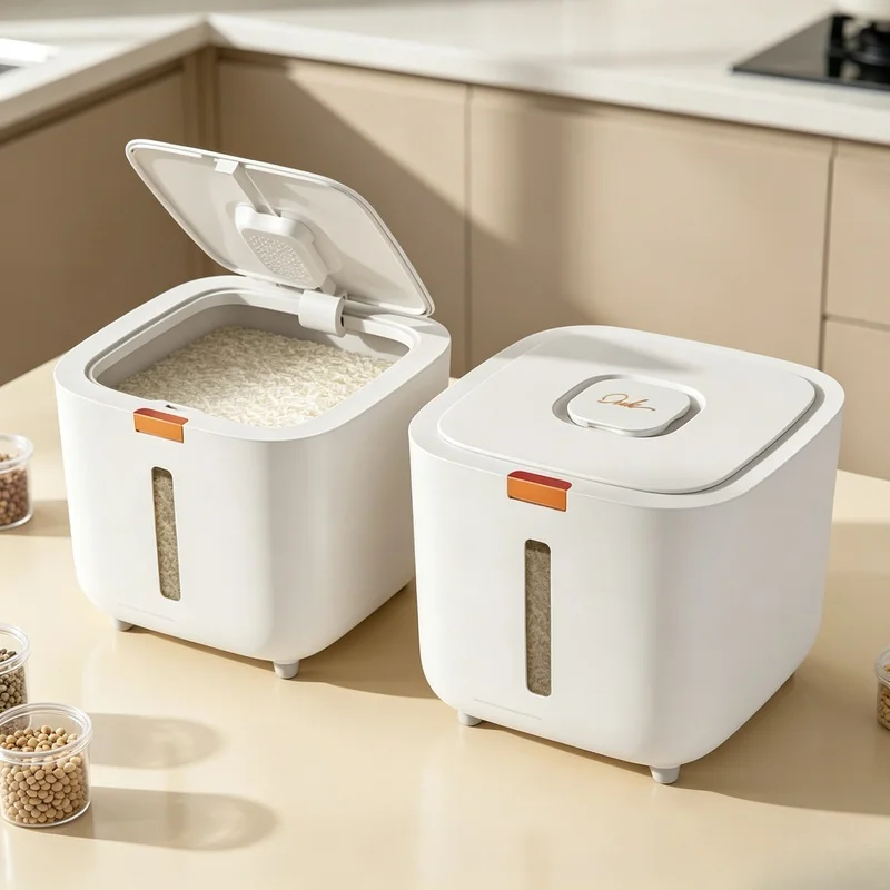 5/10KG Thickened Sealed Rice Bucket, Moisture Insect‑Proof Grain Storage Canister for Rice Flour Noodles Kitchen Pantry