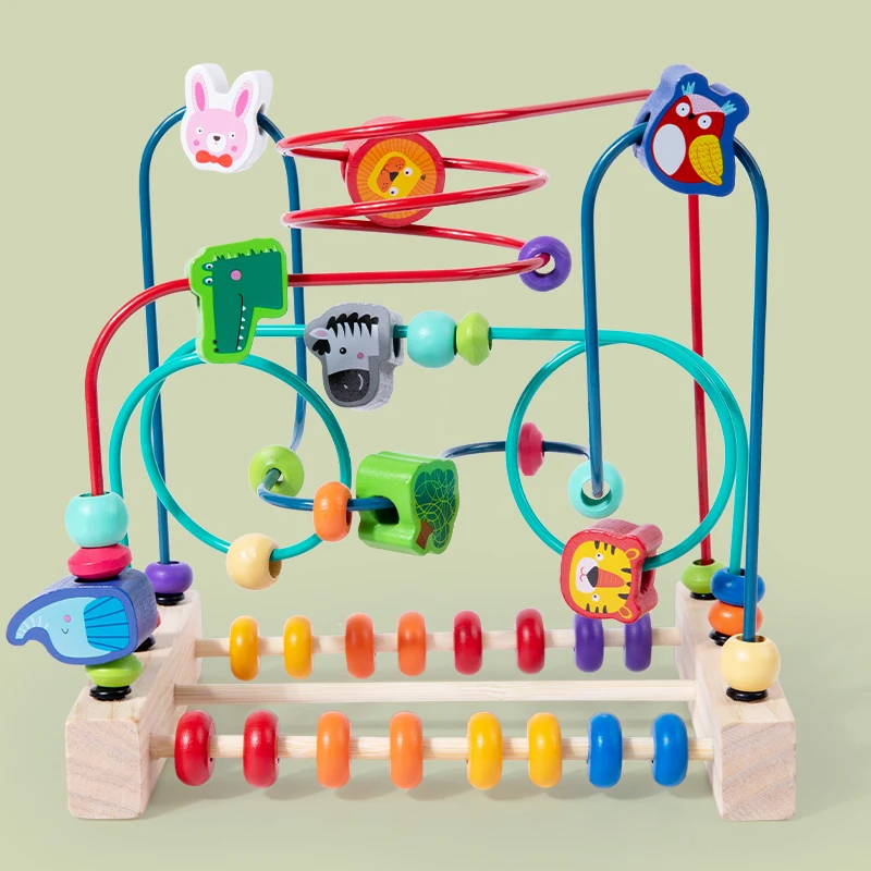 Wooden Roller Coaster Bead Maze Montessori Toys Abacus Math Toys Toddler Early Educational Toys for Kids Children Fine Motor