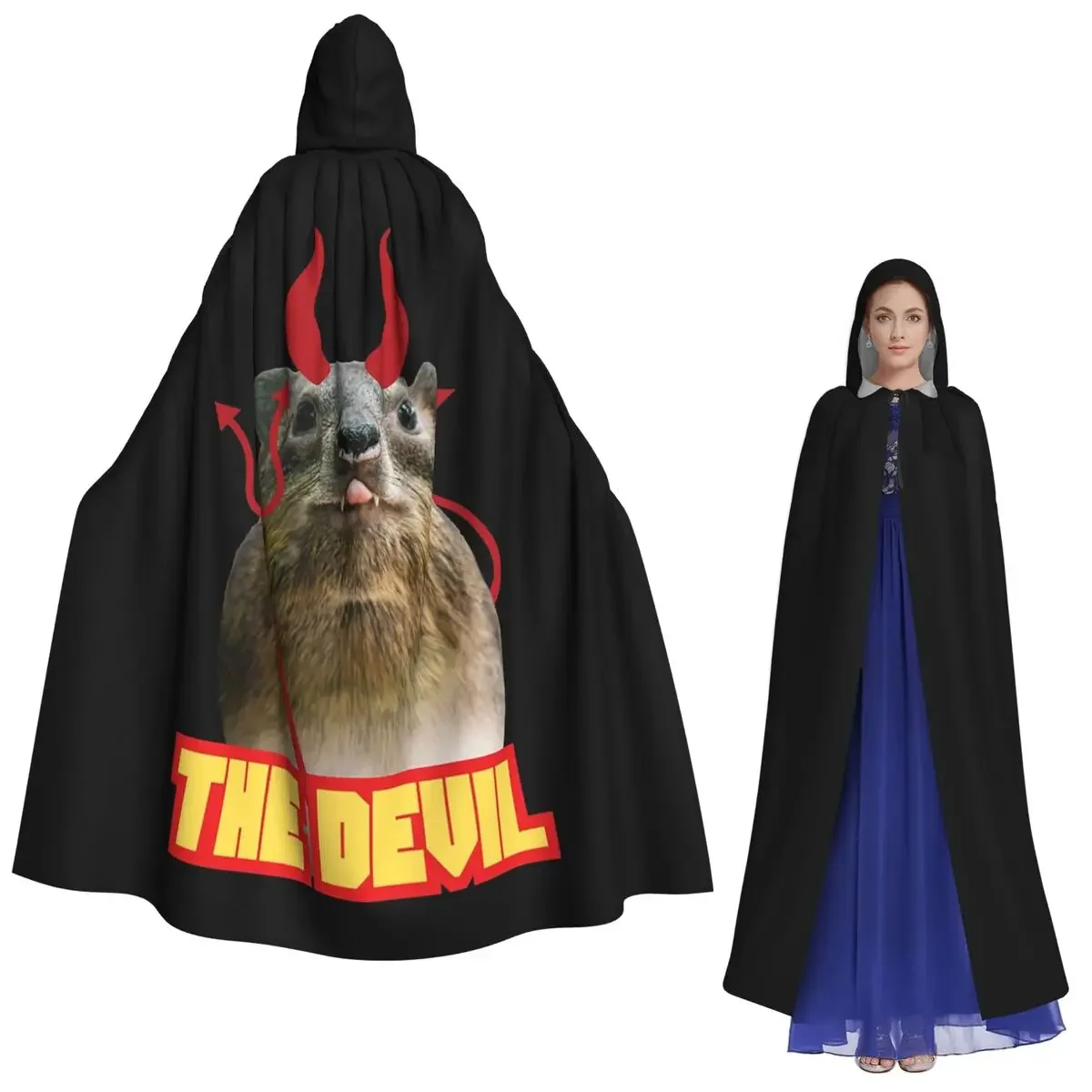 

Длинный плащ с капюшоном Rock Hyrax Devil, средневековый костюм ведьмы, накидка для косплея, накидка на Хэллоуин, вечеринка для взрослых, унисекс