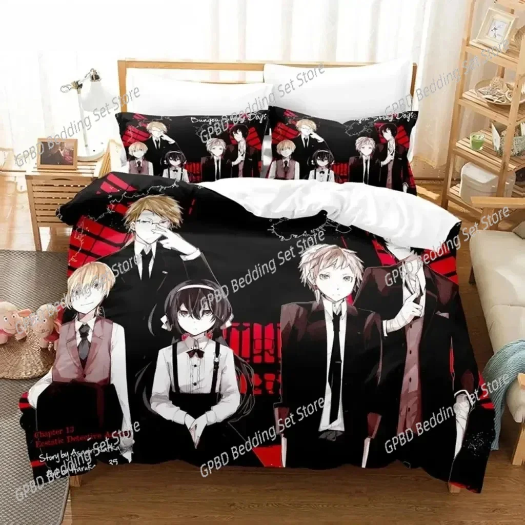 

Anime Dazai Bungo Stray Dogs Comfortable Duvet Quilt Cover Pillowcase Bedding Set Children Bedroom Decoration Home Textile