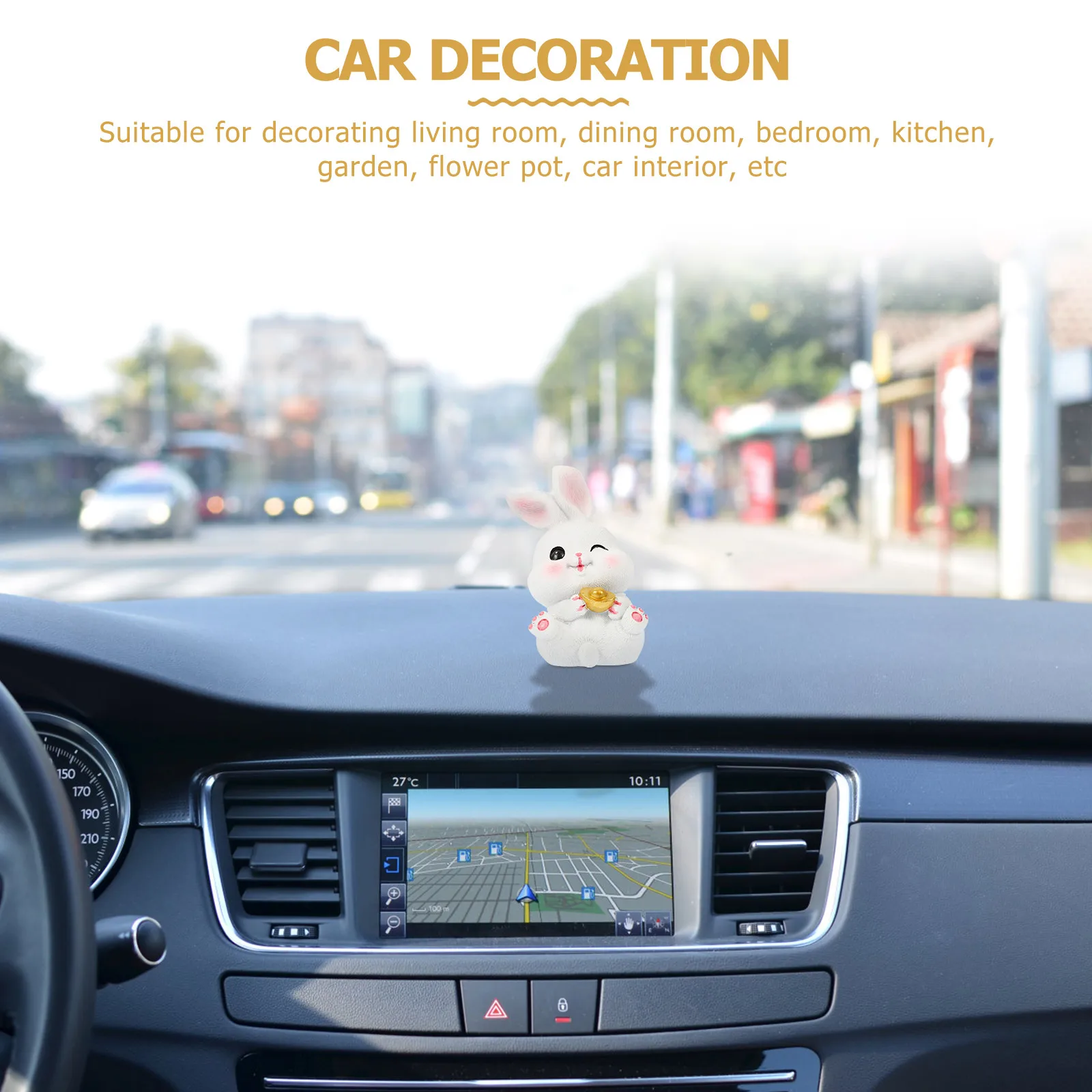 

Large Resin Rabbit Desktop Ornament Vivid Decoration Home Office Decor Car Interior Bunny Statue Simulation Animal Craft