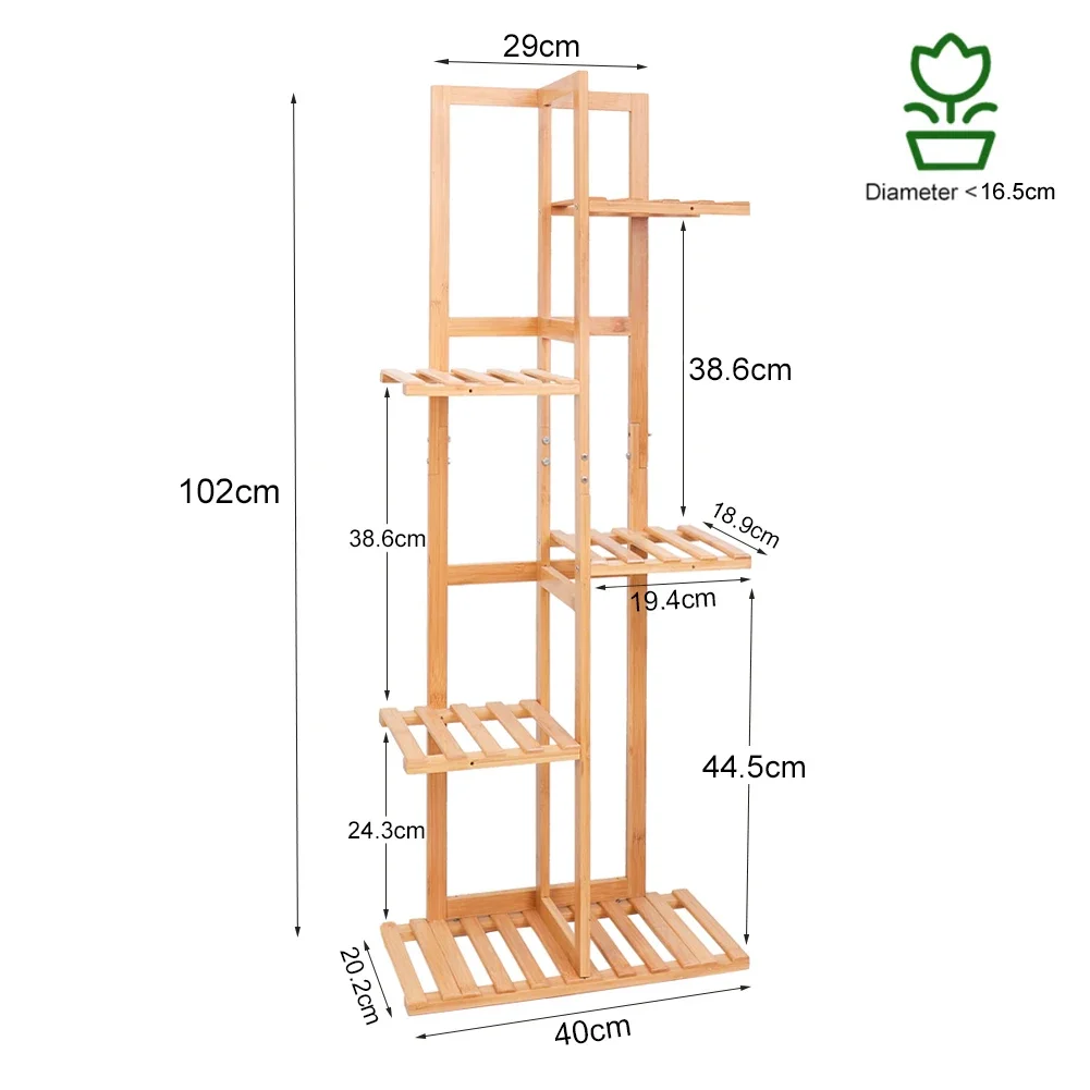 Bamboo 5 / 6 Tier Plant Stand Rack Multiple Flower Pot Holder Shelf Indoor Outdoor Planter Display Shelving Unit  Patio