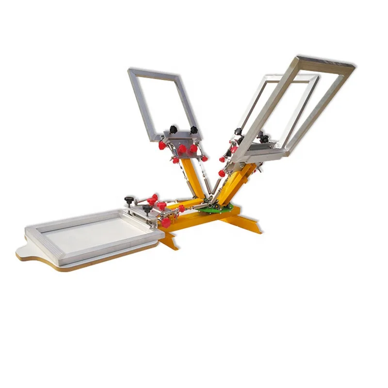 Manual 4 color 1 station desktop screen printing machine with micro-registration