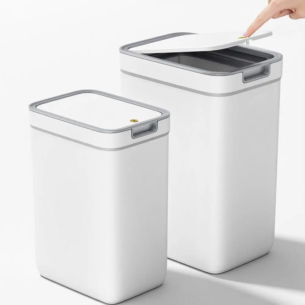 

Набор из 2-х маленьких мусорных баков с крышкой (3,6 и 2,4 галлона), узкие мусорные корзины для ванной комнаты со скрытым отсеком для мешков для мусора