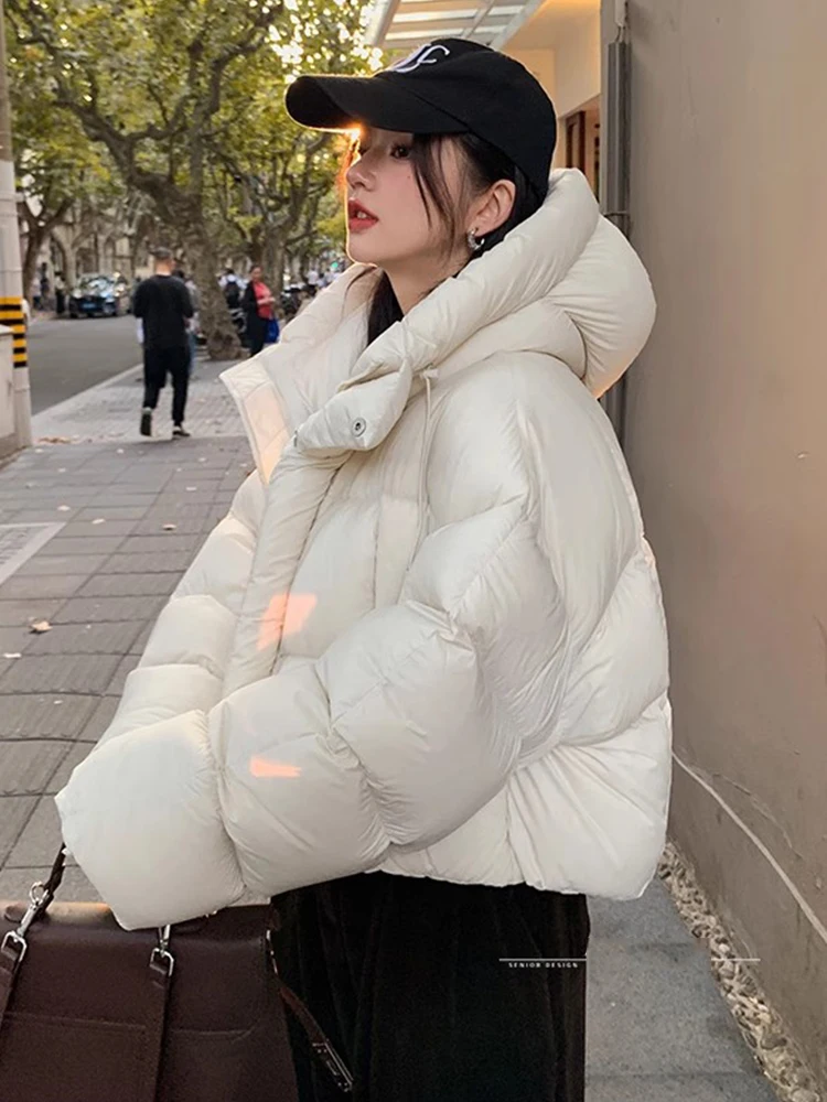 Winter Short Down Cotton Jacket Women Casaco Inverno Feminino 2024 New American Bread Clothing Thick Warm Hooded Parkas Coats