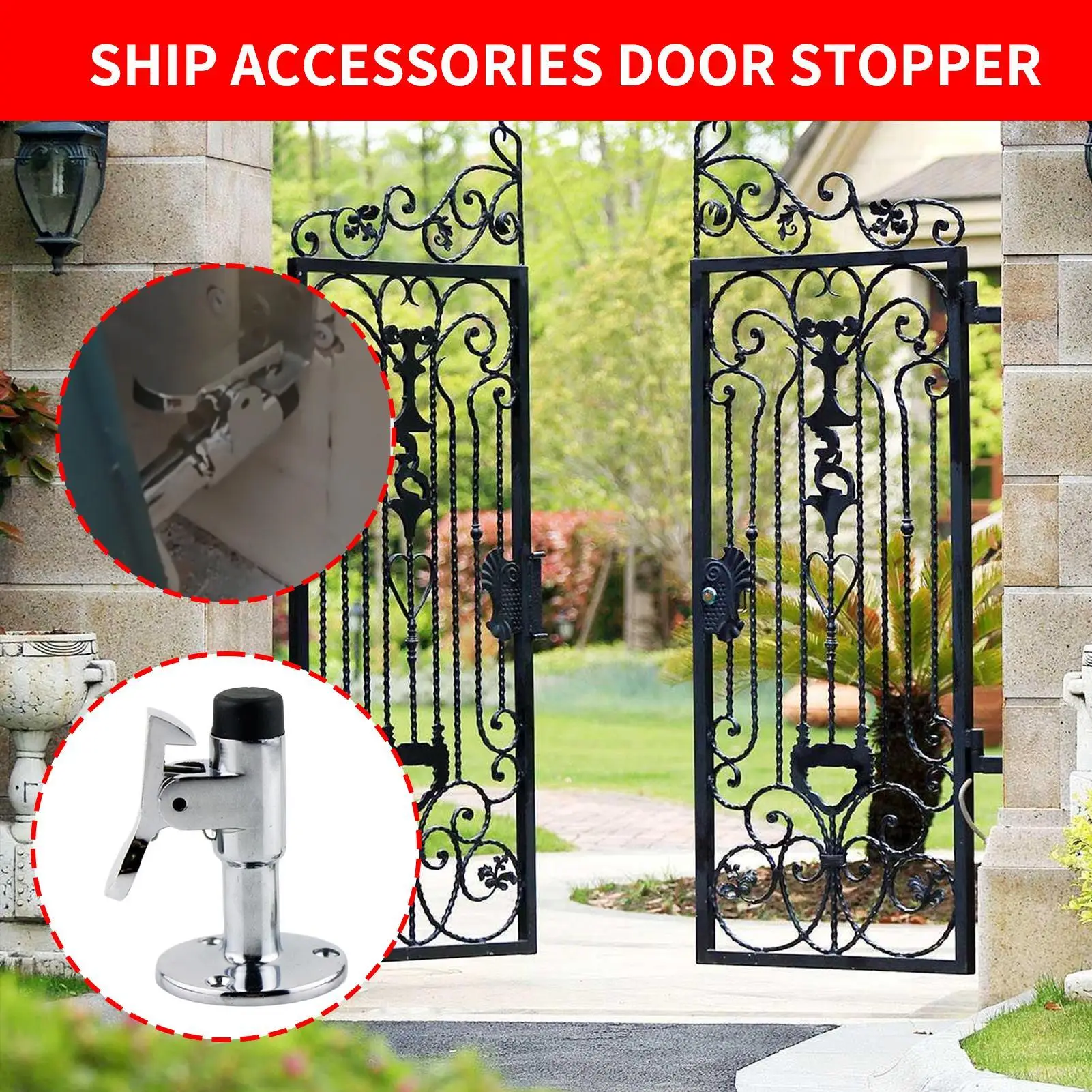 

Door Stoppers Magnesium Alloy Windproof Hardware 2.7in Magnesium Alloy Marine Door Stopper For Fence Wall Cruise Ship Hotel