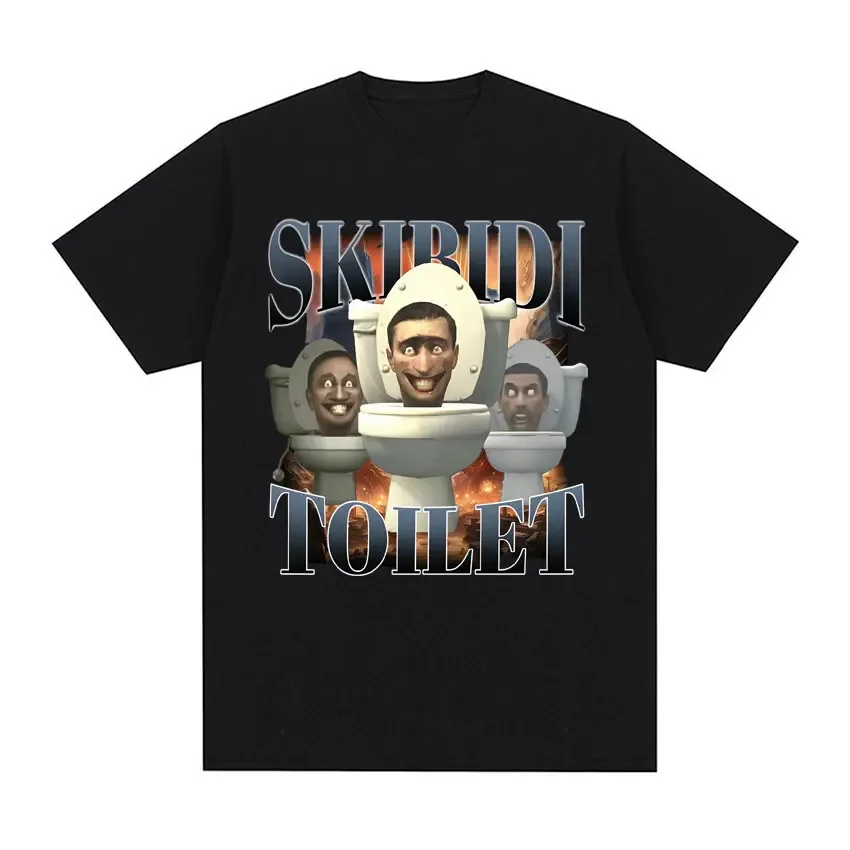 100% cotton Skibidi Toilet Sigma Ohio Gyatt Funny Meme T-shirt Men's and women's hip Hop Graphic T-shirt Permeable T-shirt