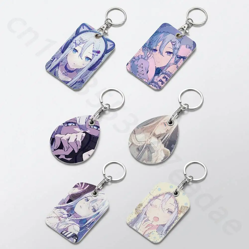 Project Sekai Y-Yoisaki Kanade Rectangle Card Case Keychain Access Card Bag Key Tag Ring Leather Card Holder Key Ring Access