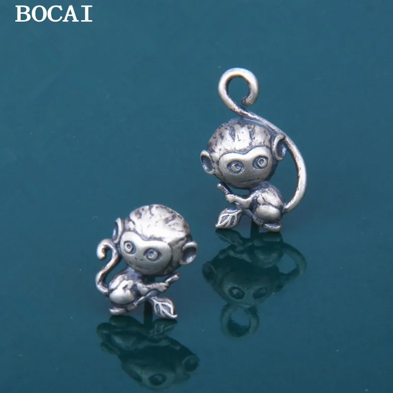 

BOCAI S925 Sterling Silver Retro Cute Cartoon Monkey Earrings Ladies' Gift