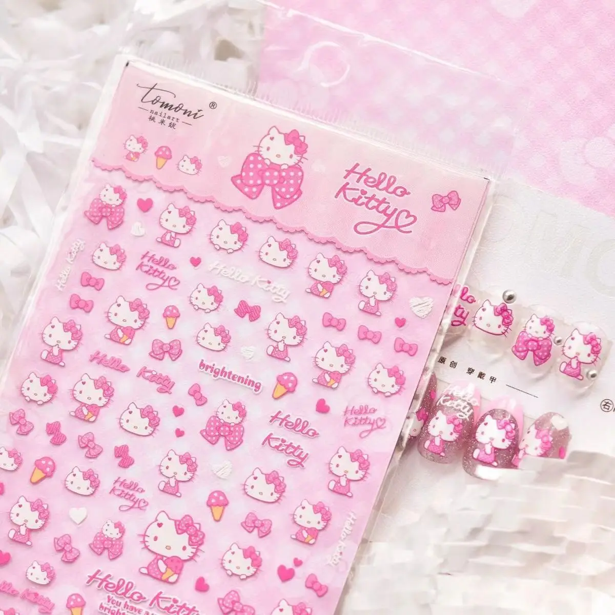 

1 sheet hellokitty Hello Kitty Nail sticker tomoni Sanrio Cute cartoon Pink Pink Cat nail sticker